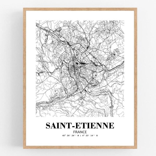 Eleville Unframed Saint-Etienne France City View Abstract Modern Map Art Print Poster Wall Office Home Decor Line Art wgn817