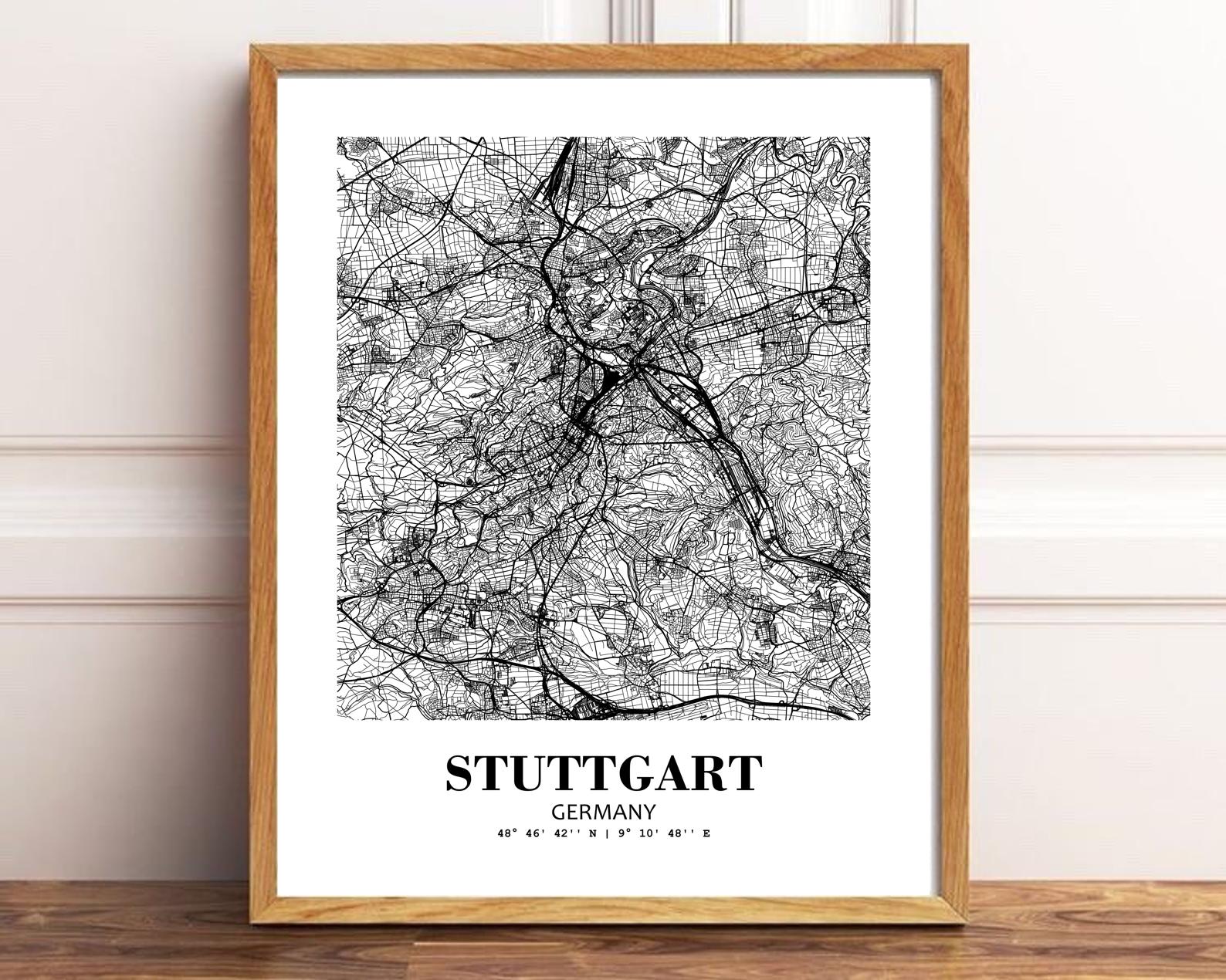 Eleville Unframed Stuttgart Germany City View Abstract Modern Map Art Print Poster Wall Office Home Decor Line Art wgn821 - Image 2