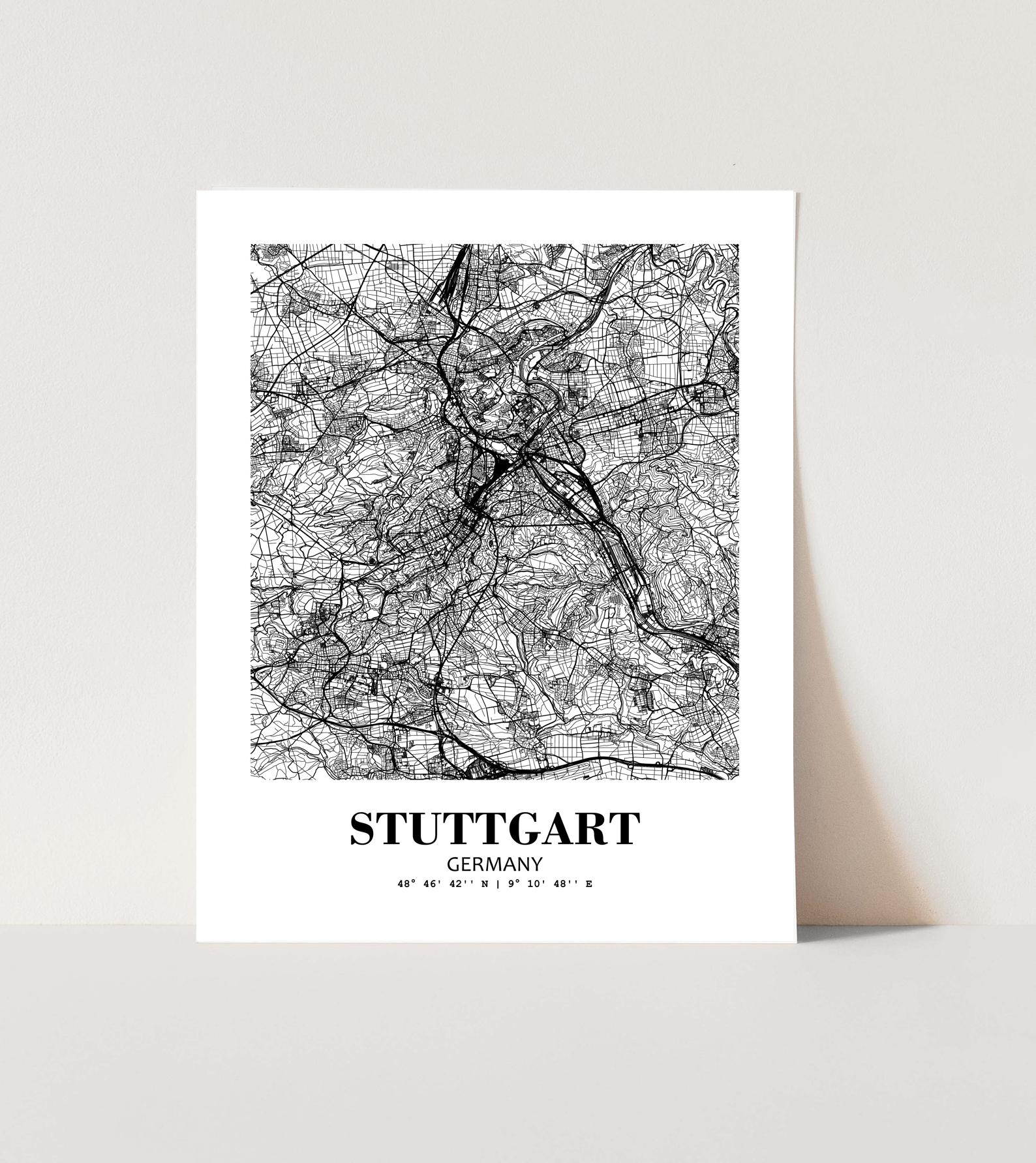 Eleville Unframed Stuttgart Germany City View Abstract Modern Map Art Print Poster Wall Office Home Decor Line Art wgn821 - Image 3