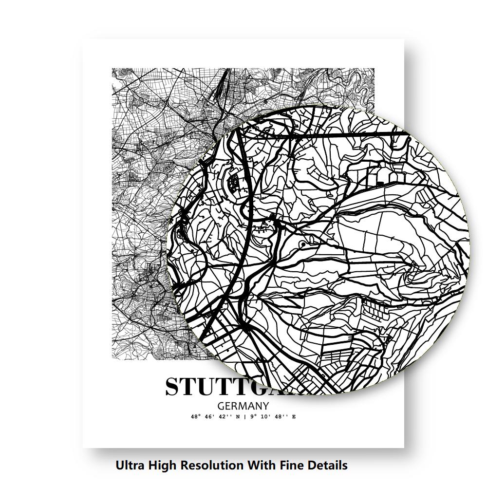 Eleville Unframed Stuttgart Germany City View Abstract Modern Map Art Print Poster Wall Office Home Decor Line Art wgn821 - Image 8