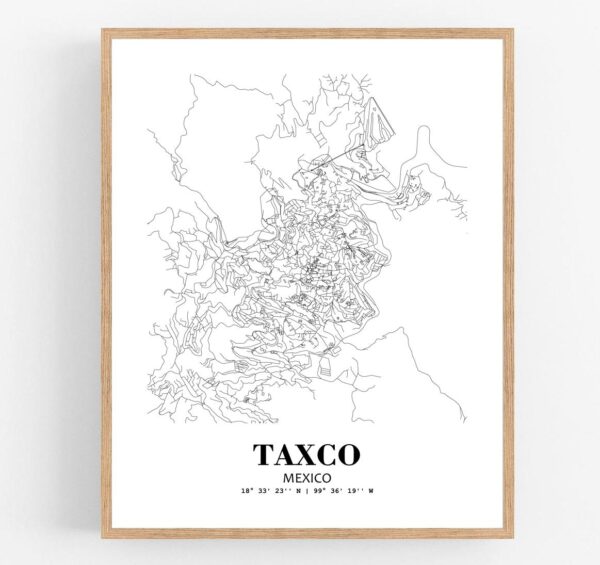 Eleville Unframed Taxco Mexico City View Abstract Modern Map Art Print Poster Wall Office Home Decor Line Art wgn823