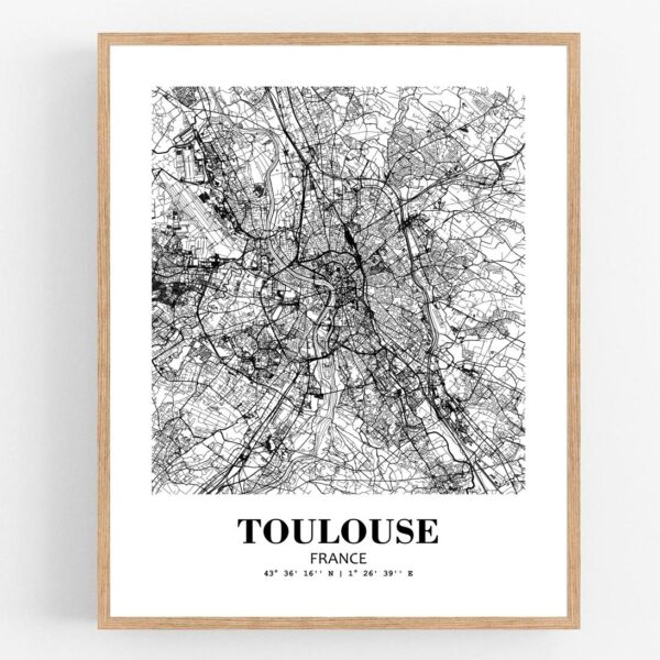 Eleville Unframed Toulouse France City View Abstract Modern Map Art Print Poster Wall Office Home Decor Line Art wgn826