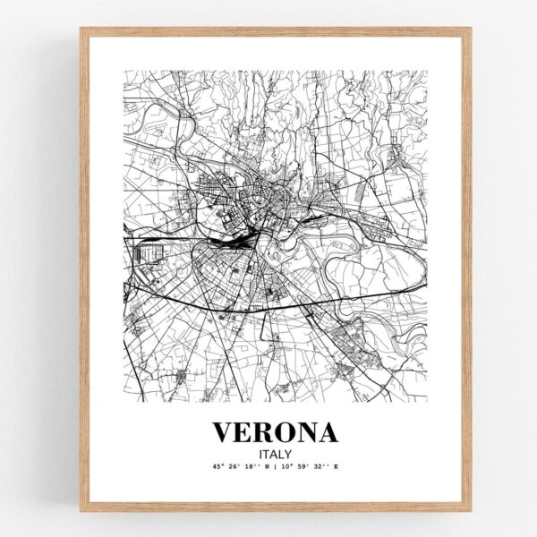 Eleville Unframed Verona Italy City View Abstract Modern Map Art Print Poster Wall Office Home Decor Line Art wgn828