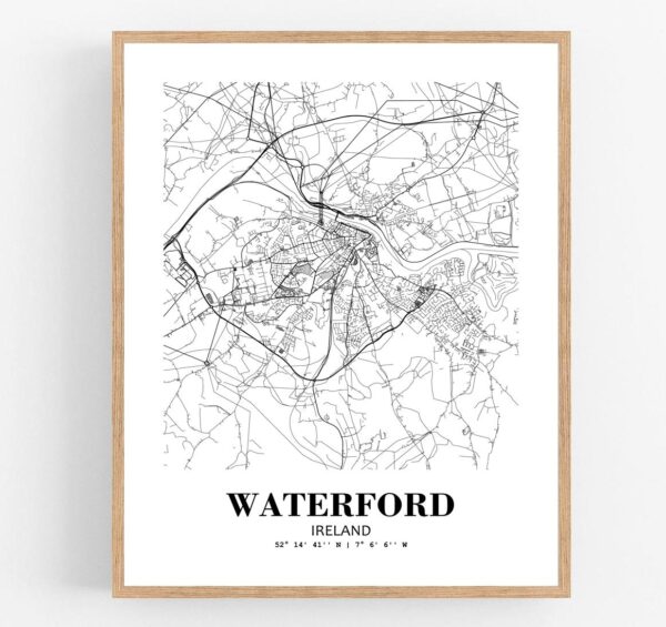 Eleville Unframed Waterford Ireland City View Abstract Modern Map Art Print Poster Wall Office Home Decor Line Art wgn829