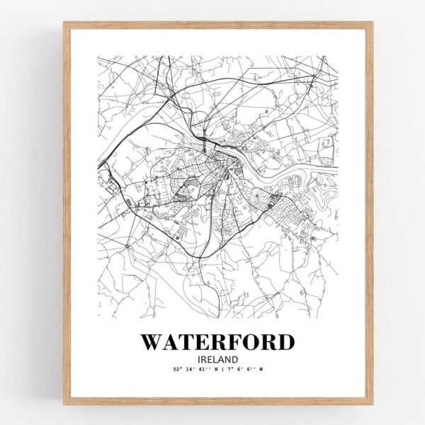 Eleville Unframed Waterford Ireland City View Abstract Modern Map Art Print Poster Wall Office Home Decor Line Art wgn829