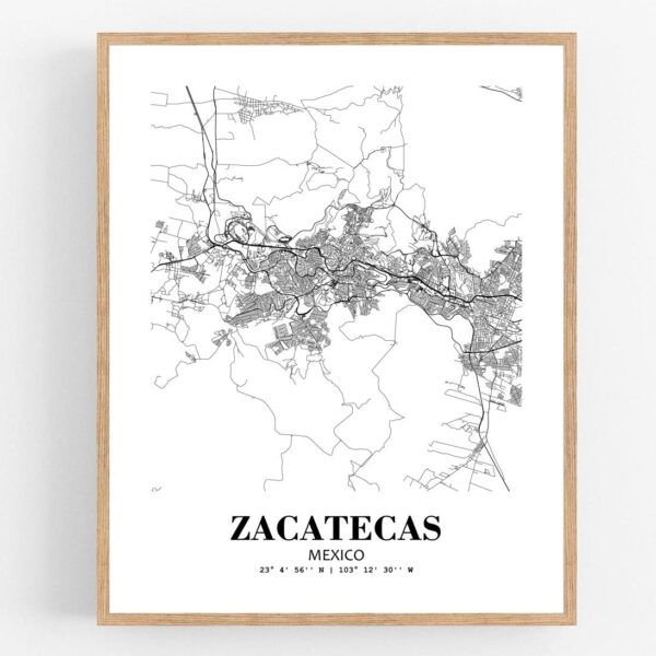 Eleville Unframed Zacatecas Mexico City View Abstract Modern Map Art Print Poster Wall Office Home Decor Line Art wgn830