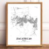 Eleville Unframed Zacatecas Mexico City View Abstract Modern Map Art Print Poster Wall Office Home Decor Line Art wgn830 - Image 2