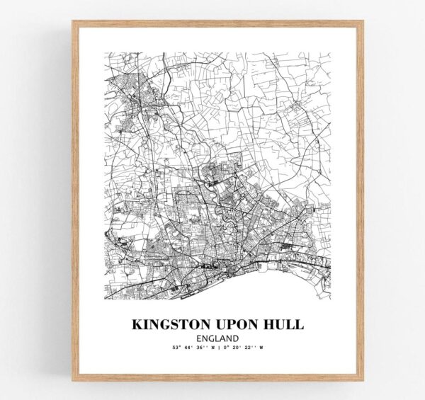Eleville Unframed Kingston upon Hull England City View Abstract Modern Map Art Print Poster Wall Office Home Decor Line Art wgn793
