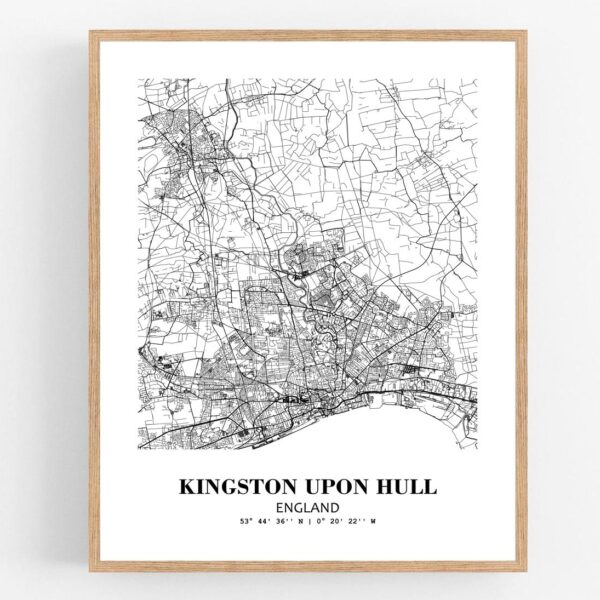 Eleville Unframed Kingston upon Hull England City View Abstract Modern Map Art Print Poster Wall Office Home Decor Line Art wgn793