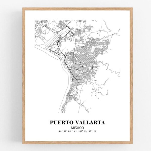 Eleville Unframed Puerto Vallarta Mexico City View Abstract Modern Map Art Print Poster Wall Office Home Decor Line Art wgn813