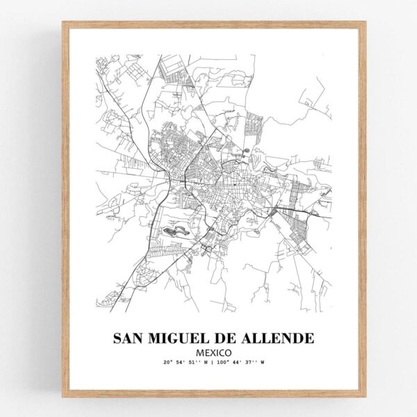 Eleville Unframed San Miguel de Allende Mexico City View Abstract Modern Map Art Print Poster Wall Office Home Decor Line Art wgn818