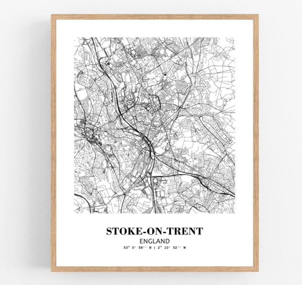 Eleville Unframed Stoke-on-Trent England City View Abstract Modern Map Art Print Poster Wall Office Home Decor Line Art wgn820