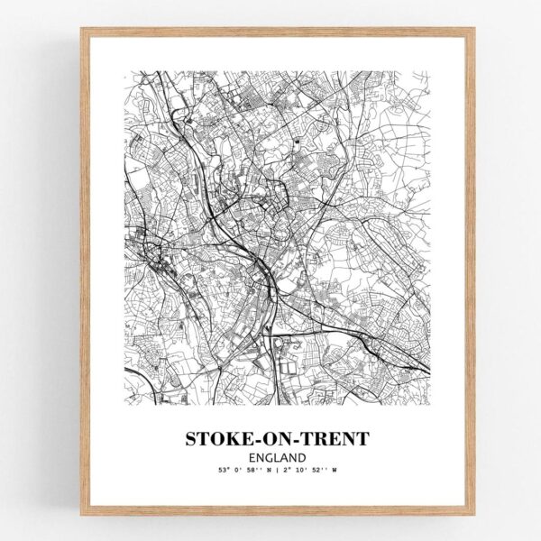Eleville Unframed Stoke-on-Trent England City View Abstract Modern Map Art Print Poster Wall Office Home Decor Line Art wgn820