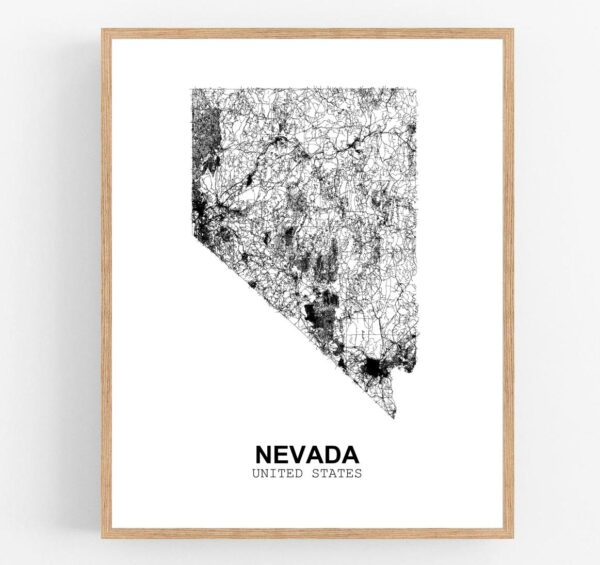 Eleville Unframed Nevada United States Country View Abstract Road Modern Map Art Print Poster Wall Office Home Decor Minimalist Line Art Hometown Housewarming wgn857