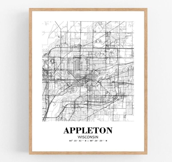 Appleton Wisconsin City View Abstract Modern Map Art Print Poster Home Decor wgn935 - Unframed