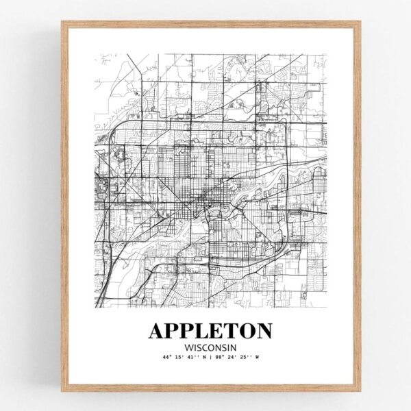 Appleton Wisconsin City View Abstract Modern Map Art Print Poster Home Decor wgn935 - Unframed