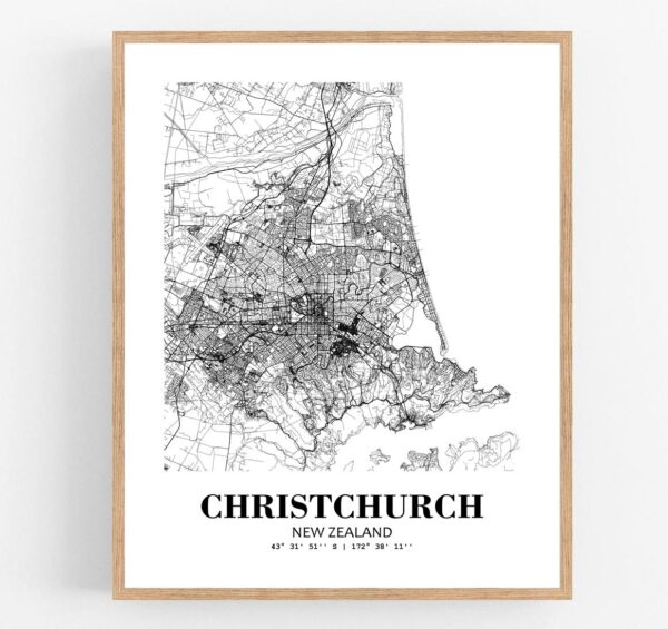 Eleville Unframed Christchurch New Zealand City View Abstract Modern Map Art Print Poster Wall Office Home Decor Line Art wgn941