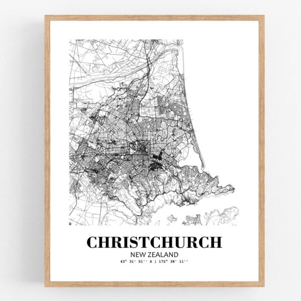 Eleville Unframed Christchurch New Zealand City View Abstract Modern Map Art Print Poster Wall Office Home Decor Line Art wgn941