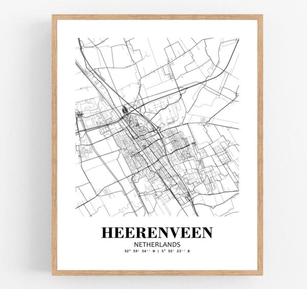 Eleville Unframed Heerenveen Netherlands City View Abstract Modern Map Art Print Poster Wall Office Home Decor Line Art wgn942