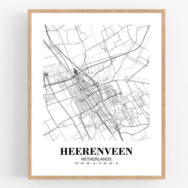 Eleville Unframed Heerenveen Netherlands City View Abstract Modern Map Art Print Poster Wall Office Home Decor Line Art wgn942