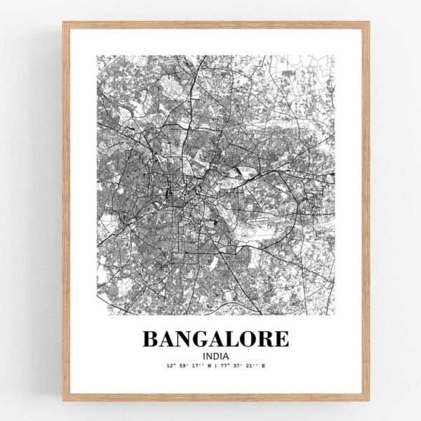 Eleville Unframed Bangalore India City View Abstract Modern Map Art Print Poster Wall Office Home Decor Line Art wgn943
