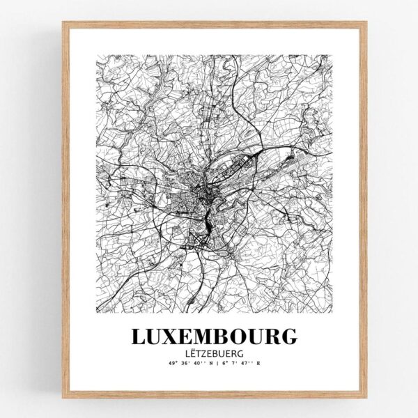 Eleville Unframed Luxembourg Lëtzebuerg City View Abstract Modern Map Art Print Poster Wall Office Home Decor Line Art wgn944