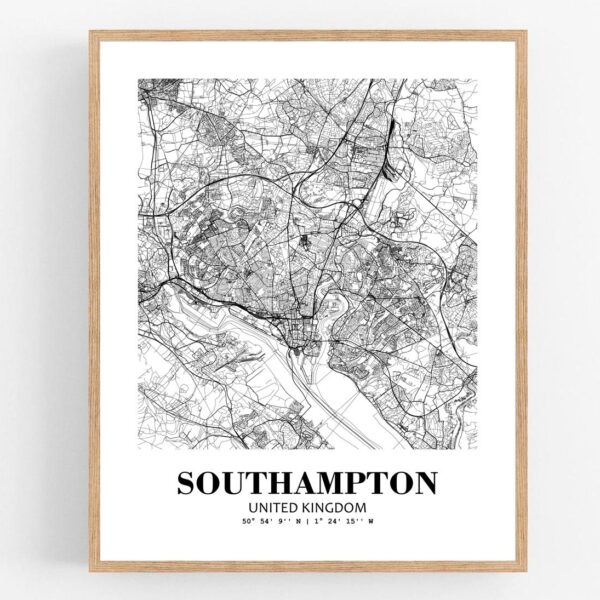 Eleville Unframed Southampton United Kingdom City View Abstract Modern Map Art Print Poster Wall Office Home Decor Line Art wgn945