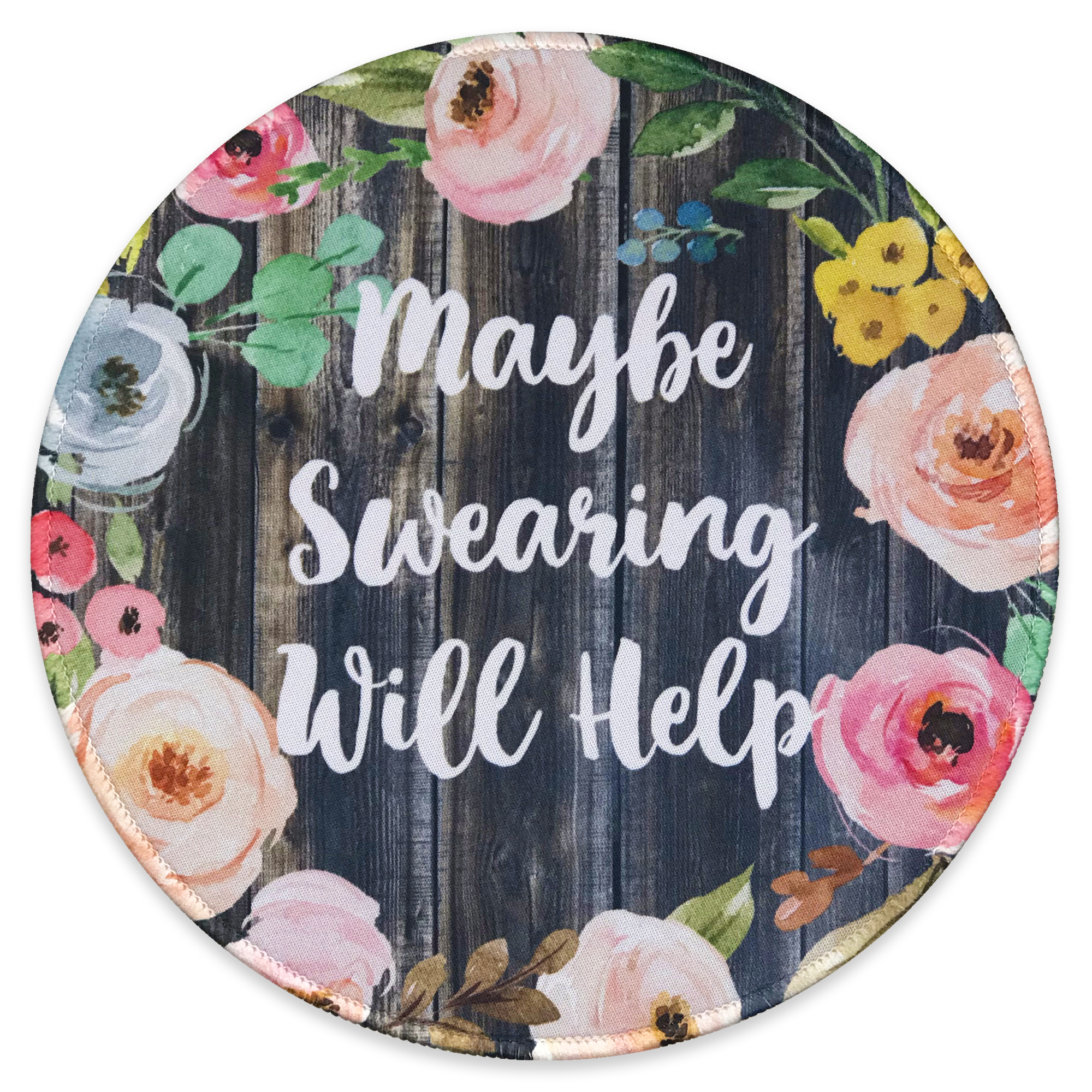 Eleville Mouse Pad Fashion Funny Wording Maybe Swearing Will Help Words of Wisdom Keep Calm Lycra Cloth Top and Non-Slip Base For Office Home Travel emp8