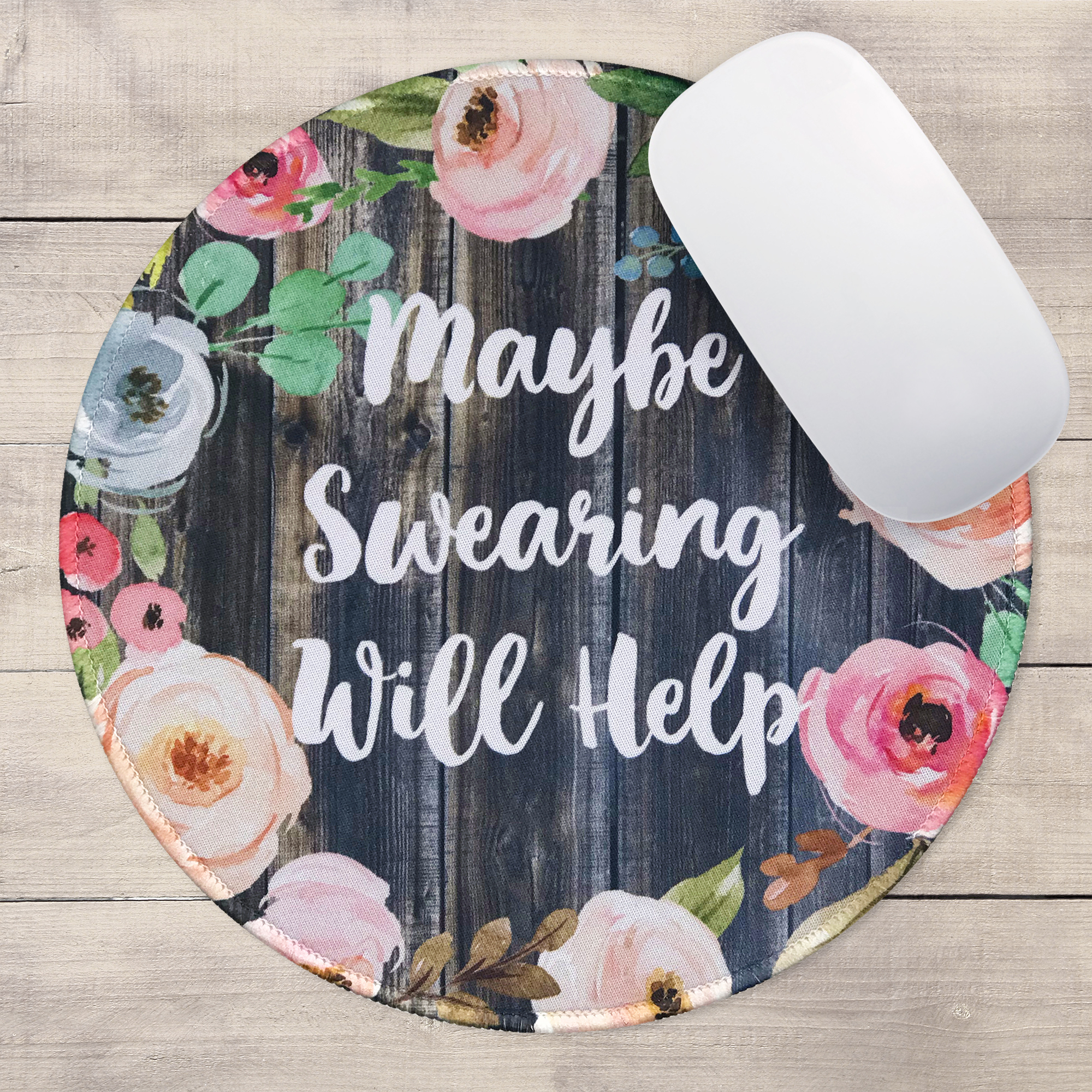 Eleville Mouse Pad Fashion Funny Wording Maybe Swearing Will Help Words of Wisdom Keep Calm Lycra Cloth Top and Non-Slip Base For Office Home Travel emp8 - Image 2