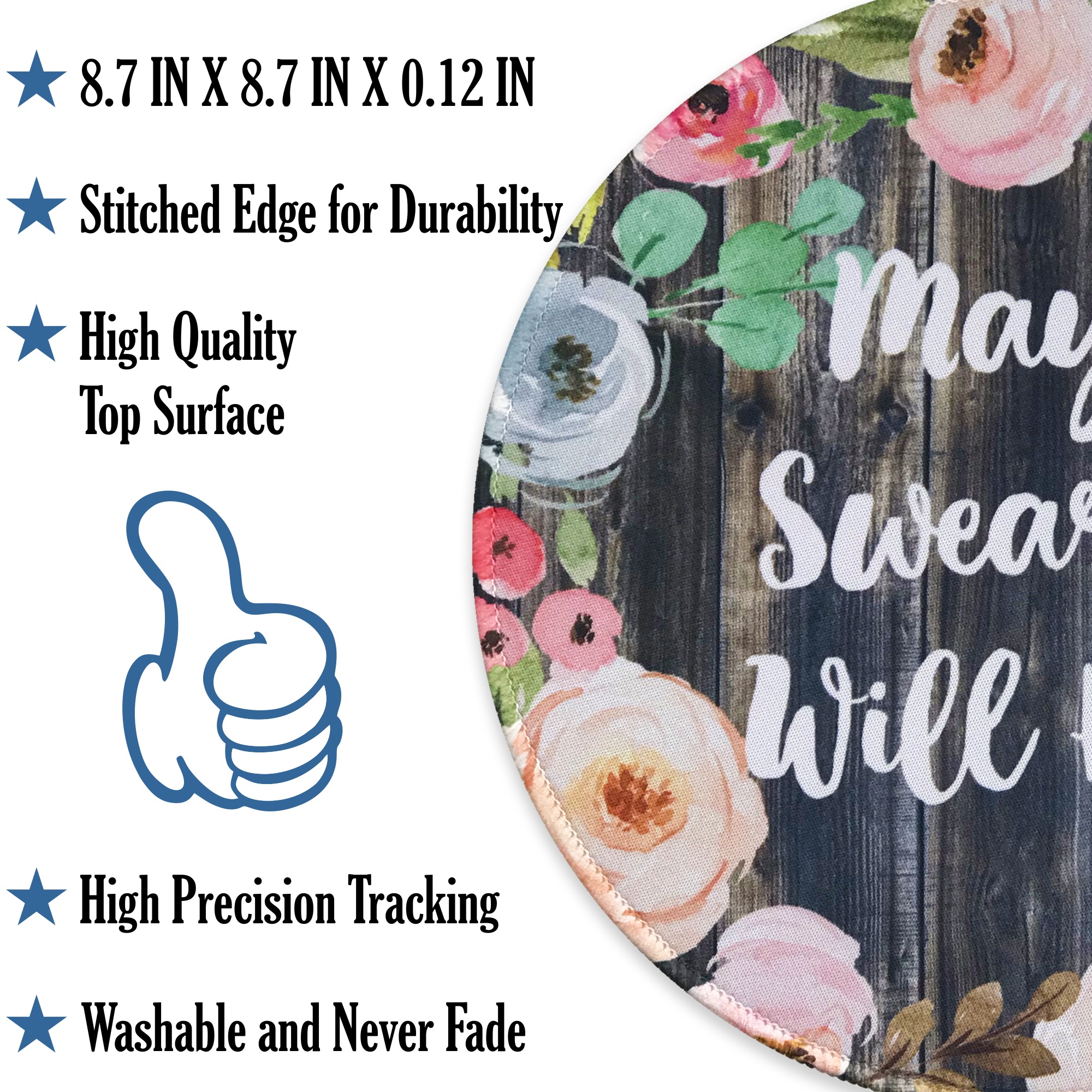 Eleville Mouse Pad Fashion Funny Wording Maybe Swearing Will Help Words of Wisdom Keep Calm Lycra Cloth Top and Non-Slip Base For Office Home Travel emp8 - Image 3