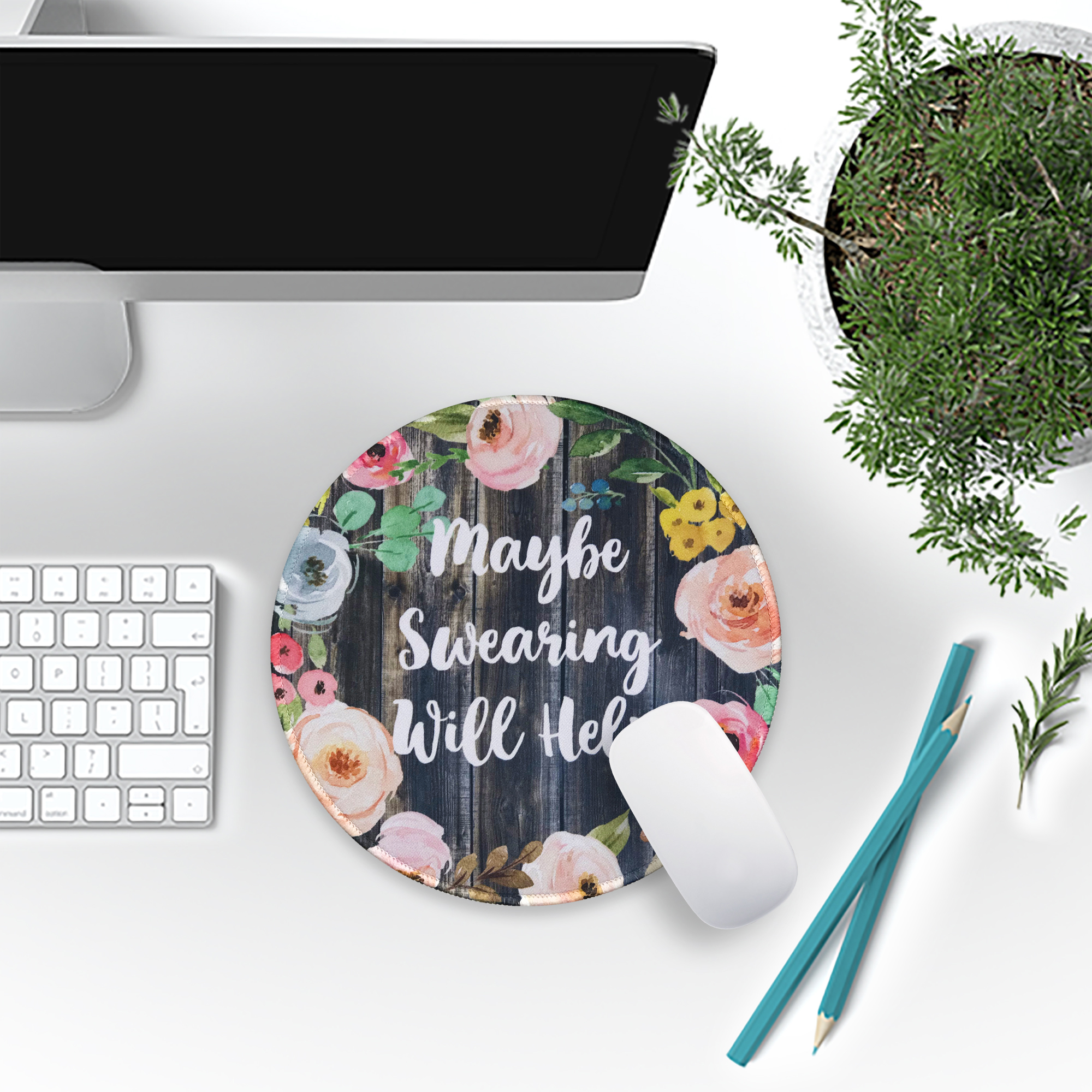 Eleville Mouse Pad Fashion Funny Wording Maybe Swearing Will Help Words of Wisdom Keep Calm Lycra Cloth Top and Non-Slip Base For Office Home Travel emp8 - Image 5