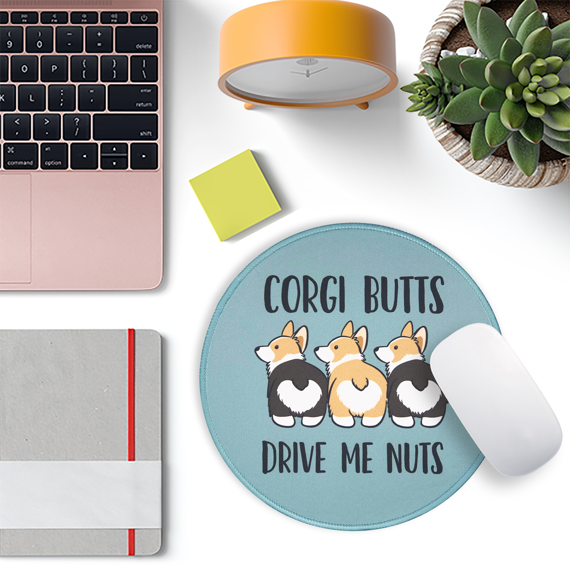 Eleville Mouse Pad Fashion Funny Corgi Butts Drive me Nuts Dog Lover Friends Pet Lycra Cloth Top and Non-Slip Base For Office Home Travel emp9 - Image 5