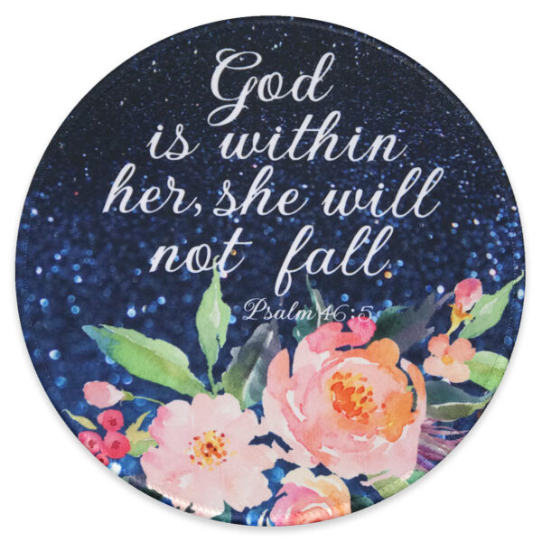 Eleville Mouse Pad Fashion Bible Verses God is Within Her She Will Not Fall Psalm Lycra Cloth Top and Non-Slip Base For Office Home Travel emp11