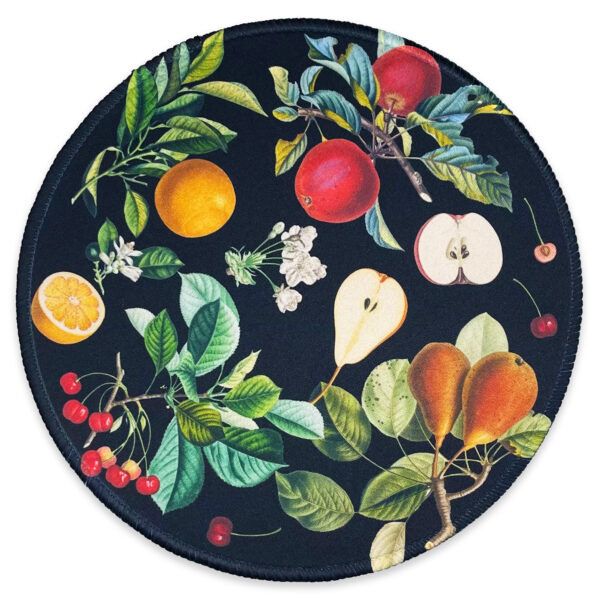 Eleville Mouse Pad Fashion Floral Fresh Garden Fruits Vintage Style Lycra Cloth Top and Non-Slip Base For Office Home Travel emp25