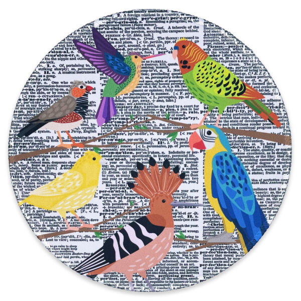 Eleville Mouse Pad Fashion Vintage Dictionary Page Contemporary Art Birds Abstract Minimalist Lycra Cloth Top and Non-Slip Base For Office Home Travel emp26