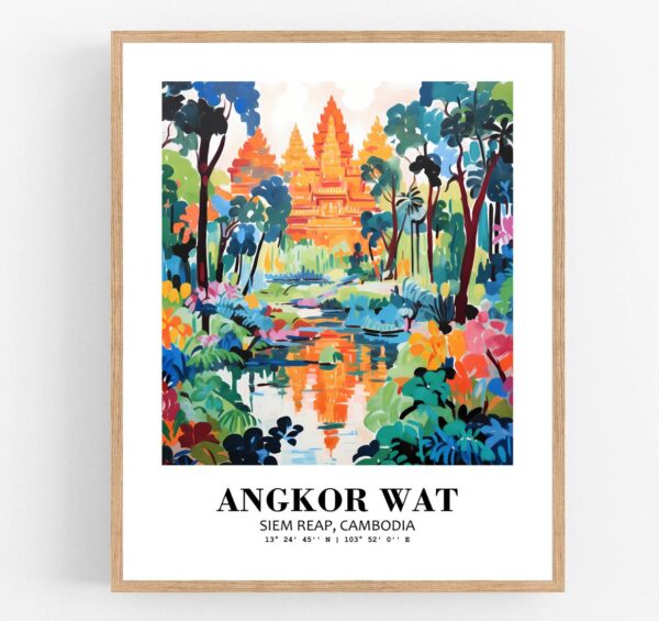 Eleville Unframed Angkor Wat Siem Reap Cambodia World Tour Travel Family Vacation Art Print Poster Office Home Decor mgn001