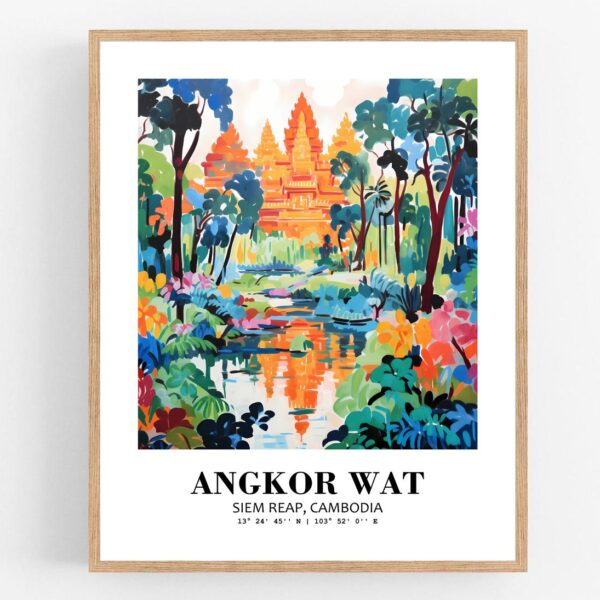 Eleville Unframed Angkor Wat Siem Reap Cambodia World Tour Travel Family Vacation Art Print Poster Office Home Decor mgn001
