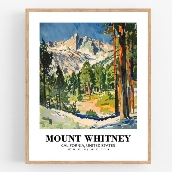 Eleville Unframed Mount Whitney California United States World Tour Travel Family Vacation Art Print Poster Office Home Decor mgn004