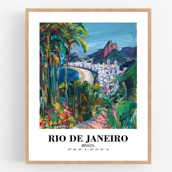 Eleville Unframed Rio de Janeiro Brazil World Tour Travel Family Vacation Art Print Poster Office Home Decor mgn007