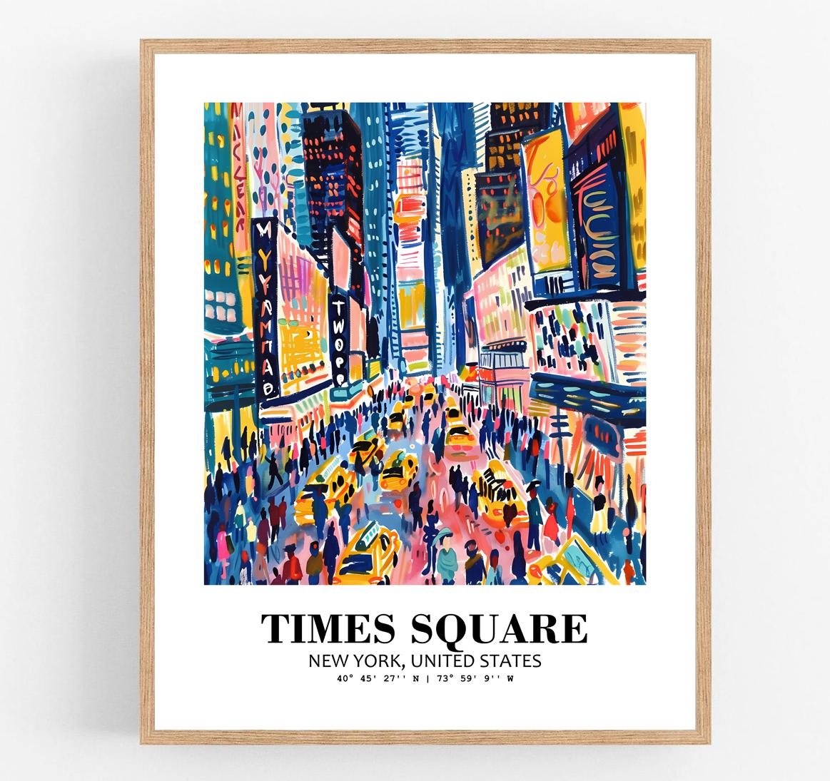 Eleville Unframed Times Square New York United States World Tour Travel Family Vacation Art Print Poster Office Home Decor mgn010