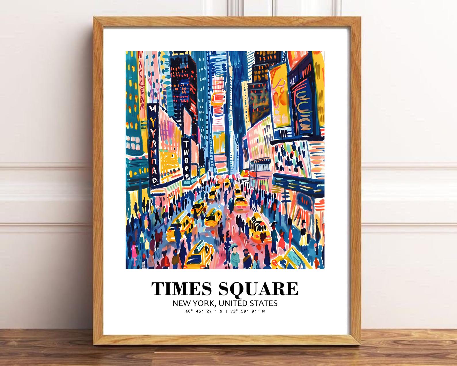 Eleville Unframed Times Square New York United States World Tour Travel Family Vacation Art Print Poster Office Home Decor mgn010 - Image 2