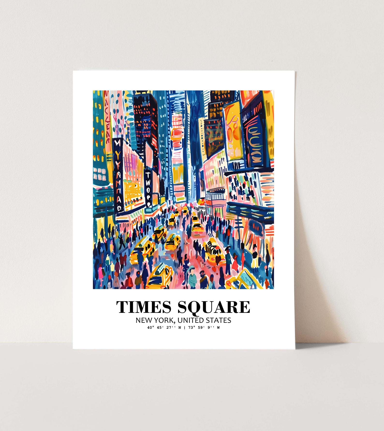 Eleville Unframed Times Square New York United States World Tour Travel Family Vacation Art Print Poster Office Home Decor mgn010 - Image 3