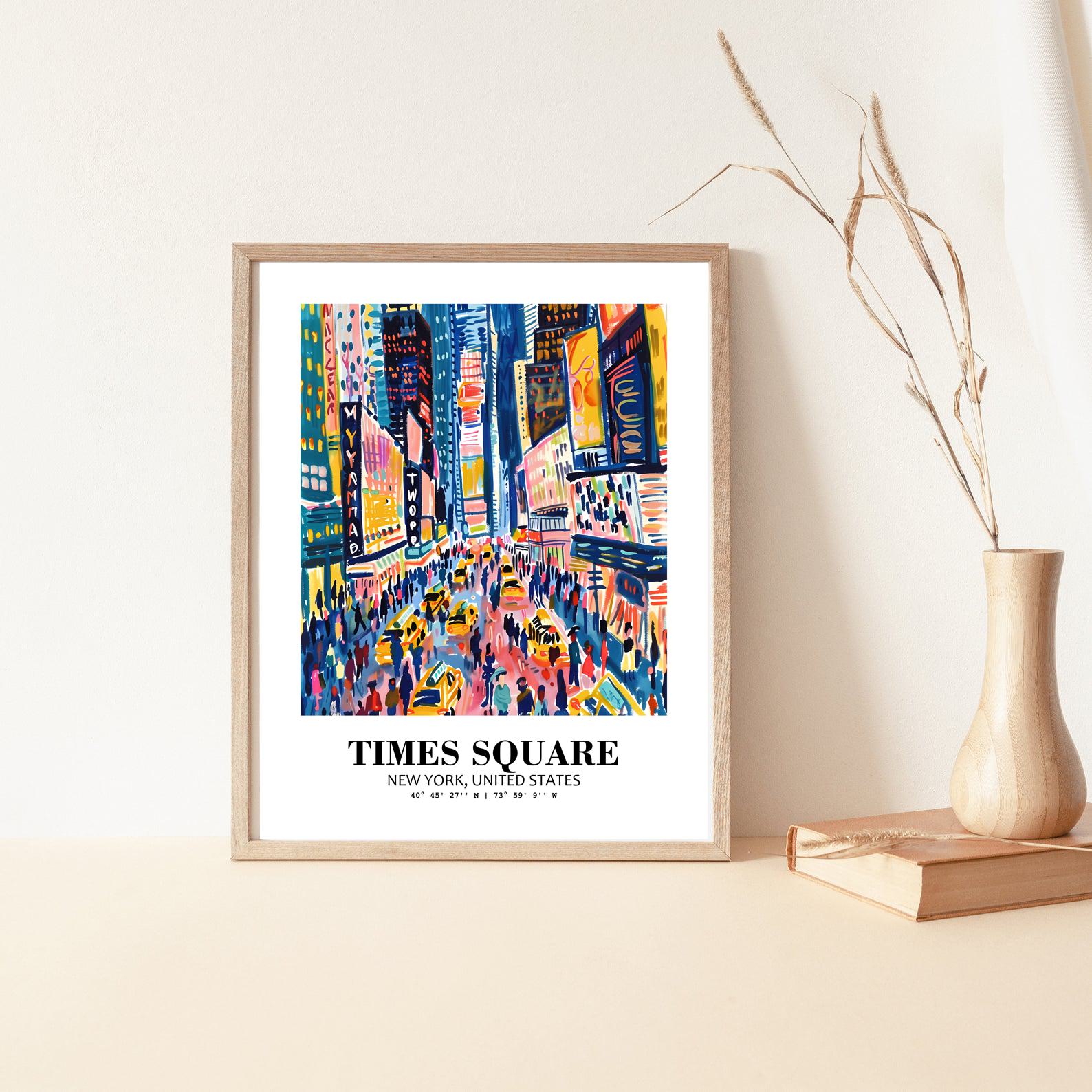 Eleville Unframed Times Square New York United States World Tour Travel Family Vacation Art Print Poster Office Home Decor mgn010 - Image 5