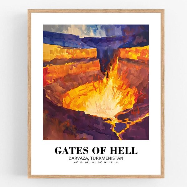 Eleville Unframed Gates of Hell Darvaza Turkmenistan World Tour Travel Family Vacation Art Print Poster Office Home Decor mgn013
