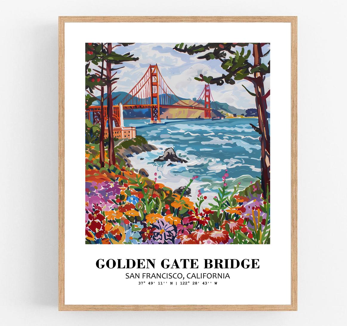Eleville Unframed Golden Gate Bridge San Francisco California World Tour Travel Family Vacation Art Print Poster Office Home Decor mgn014