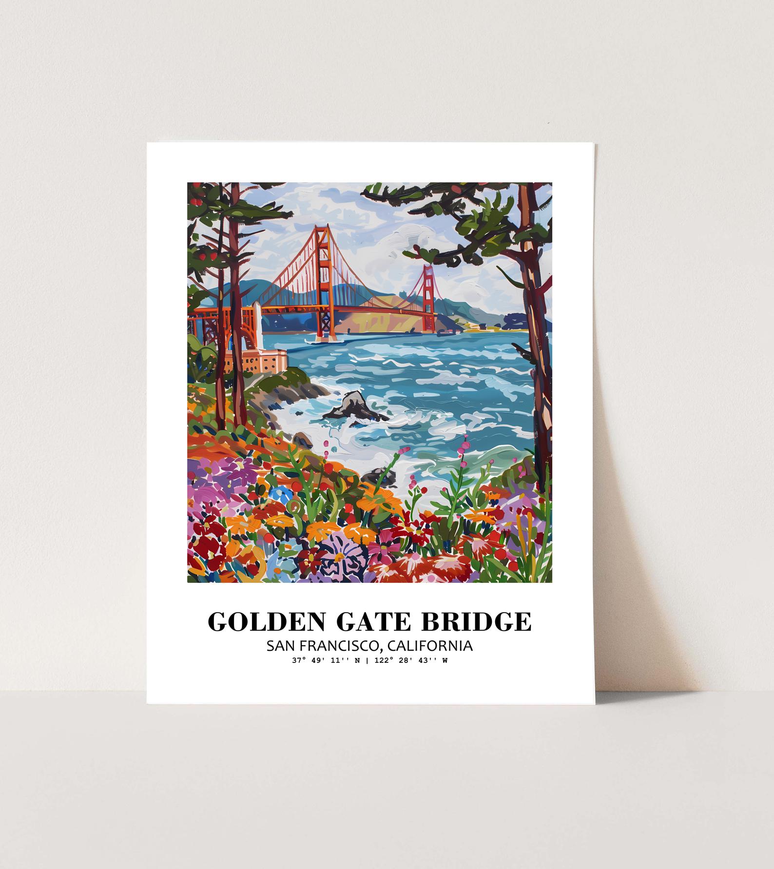 Eleville Unframed Golden Gate Bridge San Francisco California World Tour Travel Family Vacation Art Print Poster Office Home Decor mgn014 - Image 3