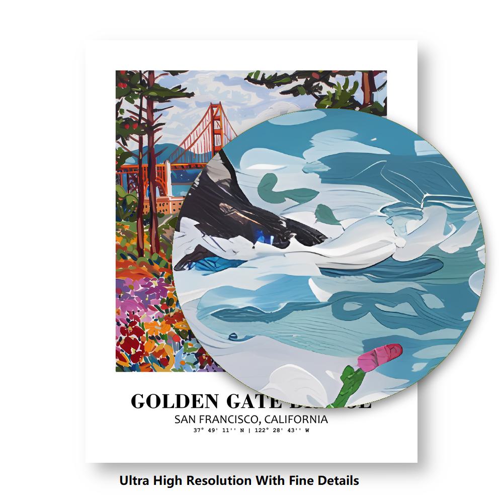 Eleville Unframed Golden Gate Bridge San Francisco California World Tour Travel Family Vacation Art Print Poster Office Home Decor mgn014 - Image 8