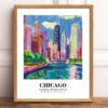 Eleville Unframed Chicago Skyline Illinois United States World Tour Travel Family Vacation Art Print Poster Office Home Decor mgn017 - Image 2