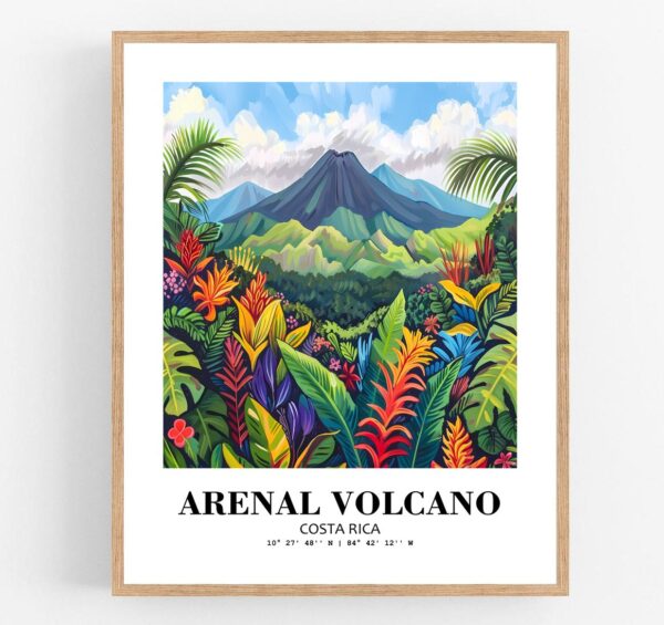 Eleville Unframed Arenal Volcano Costa Rica World Tour Travel Family Vacation Art Print Poster Office Home Decor mgn019