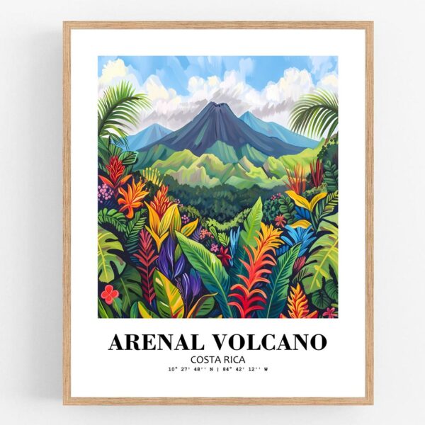Eleville Unframed Arenal Volcano Costa Rica World Tour Travel Family Vacation Art Print Poster Office Home Decor mgn019